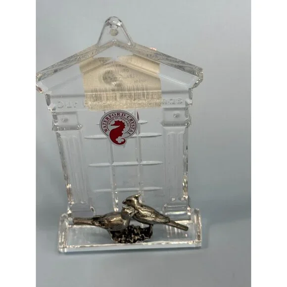 Waterford Crystal "Our First Christmas" 2004 Ornament With Love Birds Design Box - Picture 2 of 8